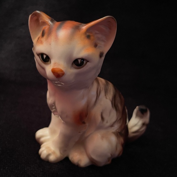 Vintage Cat Figurine Porcelain Kitten Orange Tabby Striped Made in Japan #1158 - Picture 6 of 8